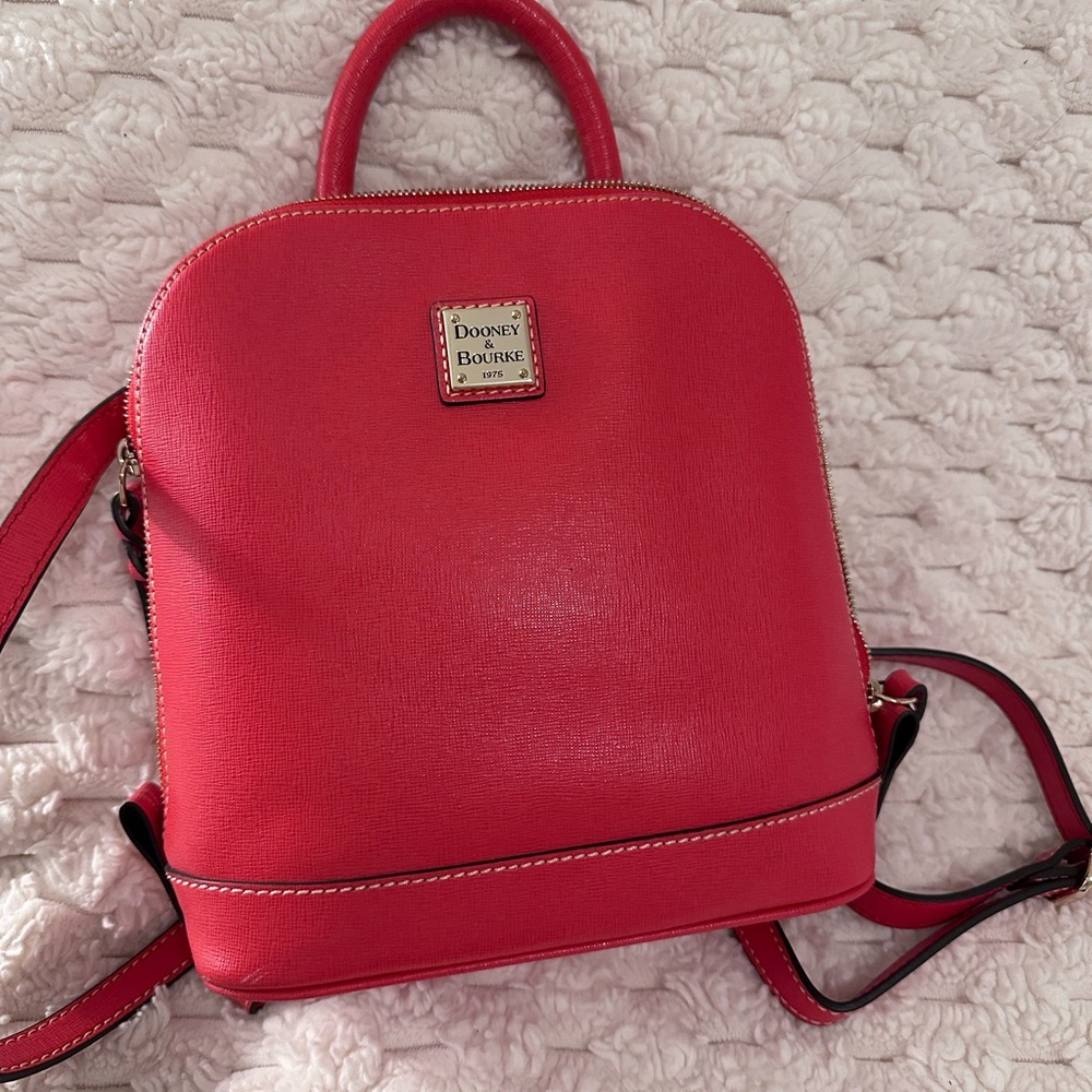 Dooney & Bourke Red Leather Backpack with Top Handle